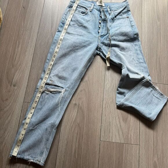 Agolde Jeans Adult 26 Blue Denim Riley High Rise Straight Crop Faded Distressed - Picture 5 of 14